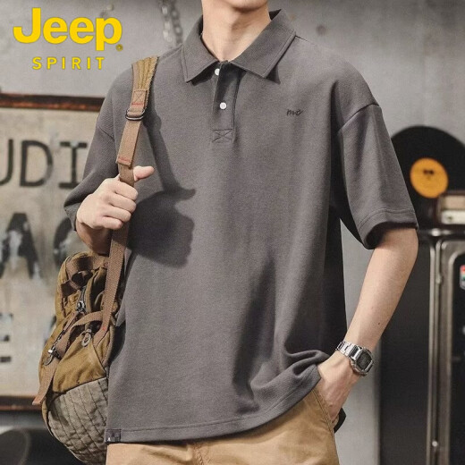 Jeep (Jeep) Мужская черная рубашка для летней мужской одежды мужская мужская футболка для мужчин 2025 Новая американская лучшая летняя футболка G691 Black + Grey M [Предлагается 90-110JIN [JIN равно 0,5 кг]]]
