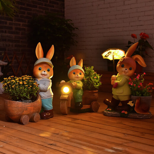Yimingyuan Garden Decorative Courtyard Ornaments Outdoor Cartoon Rabbit Flowerpot Park Lawn Creative Simulation Animal Landscape Sculpture H20527