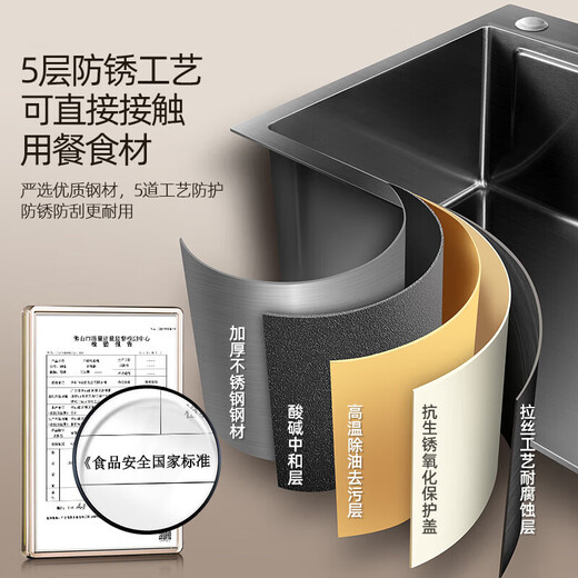 JOMOW kitchen sink large single-slot dishwashing basin integrated basin 304 stainless steel nano multi-functional dishwashing sink vegetable sink 72*45 (thickened 304 stainless steel)