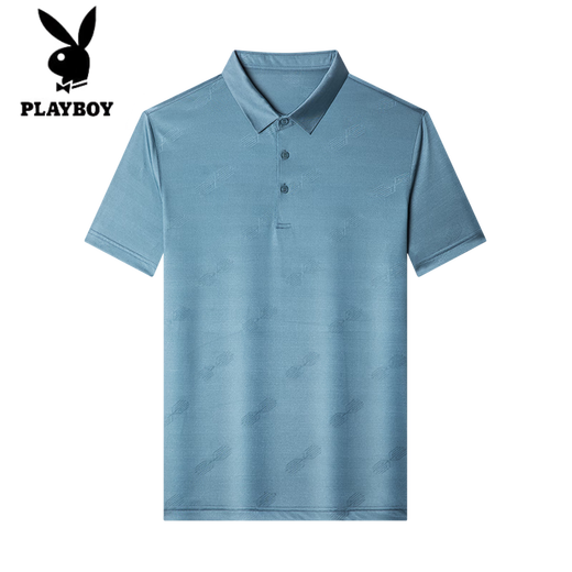 
Playboy (PLAYBOY) high-end jacquard 100% mulberry silk short-sleeved T-shirt for men middle-aged summer casual silk thin POLO. shirt BY6218 model-Molan 2XL 180/54 [suitable for weight 155-170Jin [Jin equals 0.5 kg]