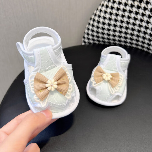 Midur Baby Sandalen Frühlings- und Herbst Sommerweicher Sohle-Stoffschuhe für Männer und Frauen Baby Kleinkindschuhe 0-6-Dezember Nicht-Schlupfschuhe für Neugeborene 1-Jährige 9 Aprikosengelb (Sandalen niedlich-bajin Blumenknoten) 11 s innere Länge 10,5 cm empfohlen 0 May