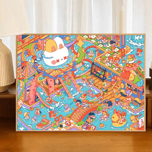 鹿藤奶香镇数字油画40x50水乐园2024新款超难横版法式风卡通diy填色画 Z695 奶香镇大门 50*65CM DIY颜料画笔+实心背板+黑色外框