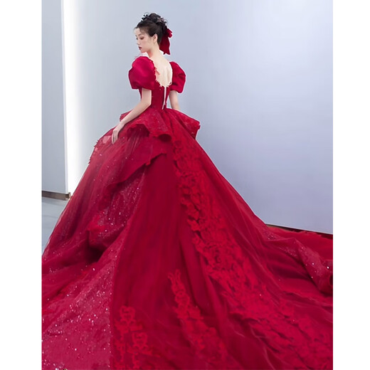 NUEVO COLLAR RED COLLAR ROJO DE QINCHI Vestido de novia de alta gama Bride 25 Nuevo estilo escapado Princesa Propietario de la cola pequeña Vestido de novia rojo l Tamaño de igual tamaño