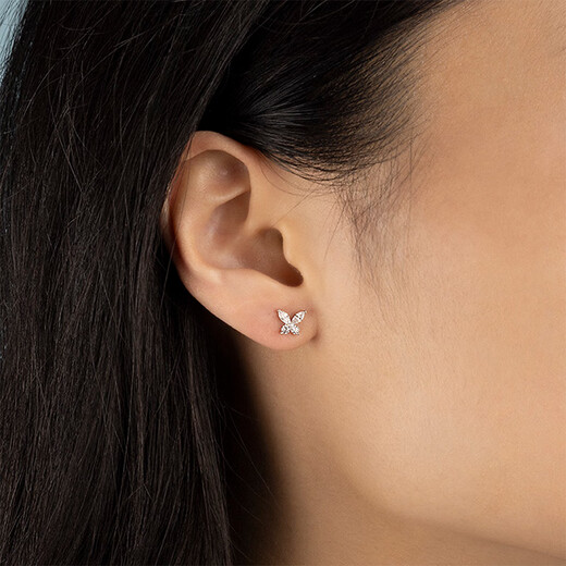 APM Monaco Butterfly Silver Stud Earrings Women's Jewelry Stud Earrings Simple Temperament Fashion Gift for Girlfriend