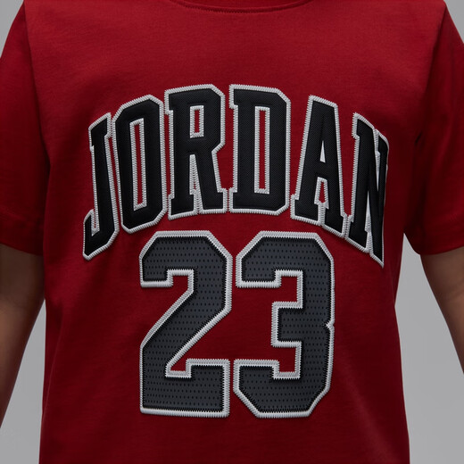 Nike (NIKE) Jordan official Nike Jordan boys and kids T-shirt summer sports print soft and comfortable DB7393 687 fitness red 110 XS