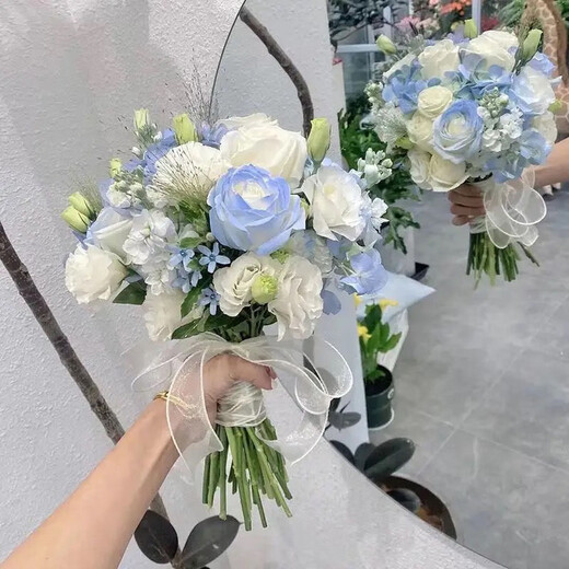 婚礼手捧花新娘手捧结婚出片郁金香领证仿真花拍照道具七夕 三生三世手捧花