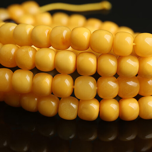 Zhuxin natural raw mineral beeswax old-style barrel beads single beads loose beads spaced beads Buddha beads bracelet single bead amber bracelet accessories diameter about 7mm single bead