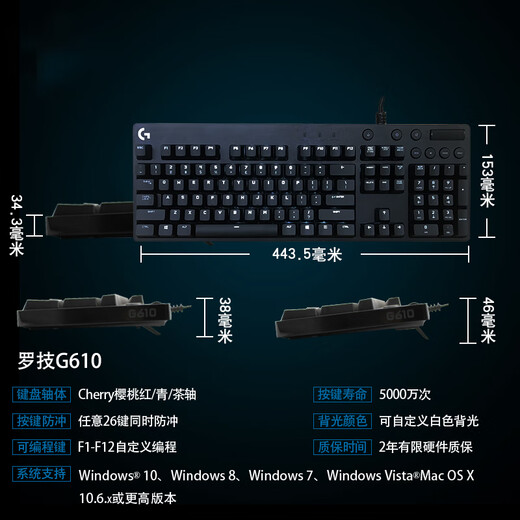 罗技键鼠套装g610+g502电竞游戏lol吃鸡专用机械键盘鼠标桌垫k845 K845红轴+G502SE 套装送大桌垫