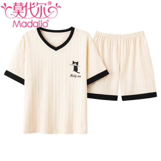 莫代尔睡衣女夏季新款大码短袖薄款两件套学生夏天休闲宽松可外穿家居服 花色 GXT6636图色 M (建议75-95斤)