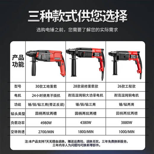 Sanqihu Light Electric Hammer Pick Electric Drill Electric Small Momening High-Power Drill Industrial Grade Concrete Electric Horlo