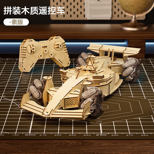 Sonny's new wooden DIY painted and assembled F1 children's remote control racing toy model ornaments little boy gift plain version assembled F1 single control color box