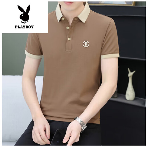花花公子（PLAYBOY）2025夏季新款男士POLO.衫短袖保罗衫衫修身有领翻领T恤带领上衣 QY719白色 M