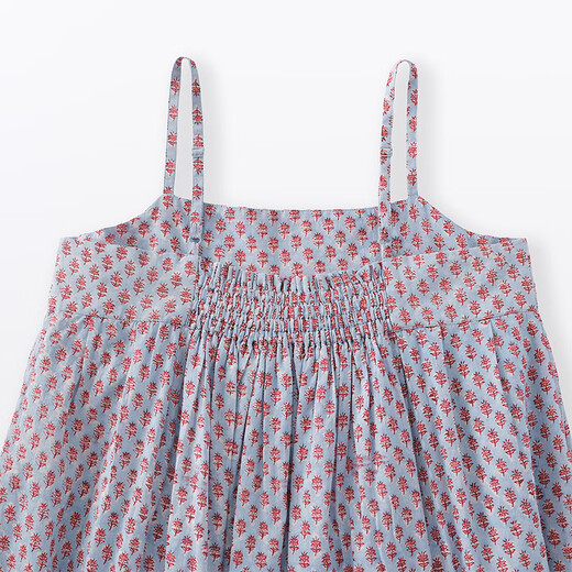无印良品（MUJI）女式 雕版印染 吊带连衣裙女装裙子长裙夏季25年纯棉BC2LRA5S 红色图案 S (155/80A)