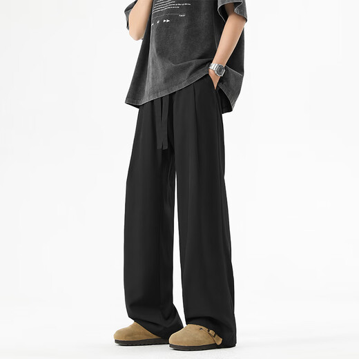 Maybeyond Anzughose Herren Sommersport-Weithöhe mit heterosexuellen Hose losen lässige Hose Herren MA89 Black 3xl