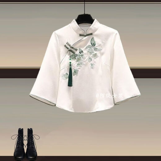 GTYUWVG薄荷绿曼波风新中式汉服上衣连衣裙女2025春夏新款国风马面裙套装 汉服上衣+1289粉色马面裙两件套 3XL  建议160-180斤