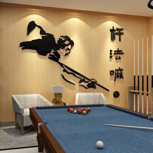 台球厅室墙面装饰画背景形象墙贴壁纸摆件网红俱乐部海报用品大全 16859杆法嘛-黑色+肤色 特大