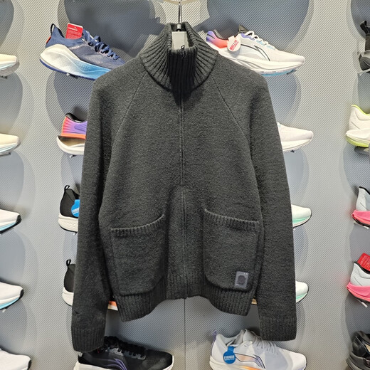 Li Ning Li Ning Knitted Sweater Men's 2024 Spring New Trendy Casual Collar Warm Loose Cardigan Jacket AMBU007 Dark Night Black 12804 Cold Sandal Black XS