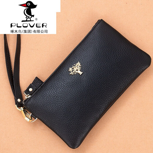 PLOVER genuine leather women's clutch bag long wallet 2025 new fashion simple handwritten wrist mobile phone coin wallet small bag lotus purple