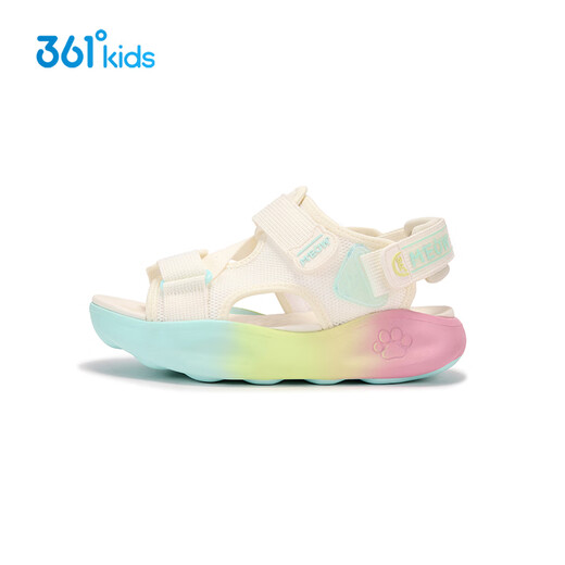 361 Shopping mall same style girls sports sandals 2025 summer new style medium and large children breathable versatile non-slip sandals soft elastic technology feather white/light transparent green 37