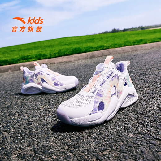 ANTA children's sandals, girls' shoes, big children's 2026 summer new overbearing frame shoes, sports shoes, toe-toe beach shoes, girls white/poplar purple-6 40