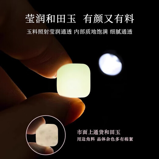 Central Chuang Fashion Chinese Gold Sugar Cube Necklace Women's Hetian Jade Pendant Women's Birthday Gift Girlfriend Wife Mom