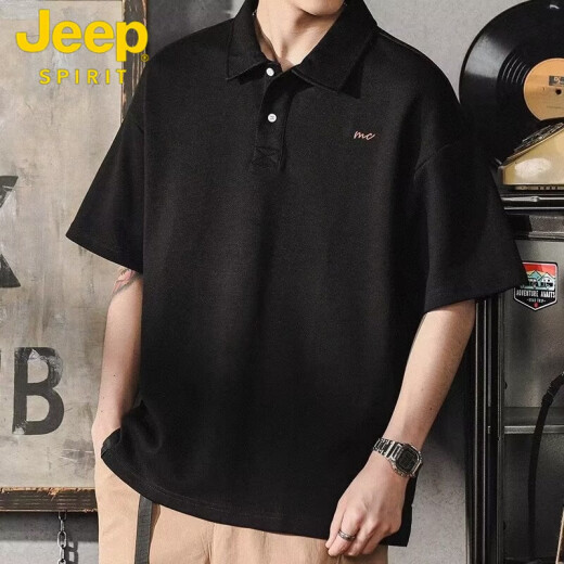 Jeep (Jeep) Мужская черная рубашка для летней мужской одежды мужская мужская футболка для мужчин 2025 Новая американская лучшая летняя футболка G691 Black + Grey M [Предлагается 90-110JIN [JIN равно 0,5 кг]]]