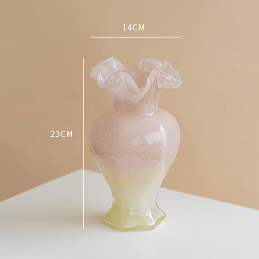 Fan Yejia's light luxury two-color glass vase, high-end decoration, living room flower arrangement ins Feng Shui flower raising art decoration decoration