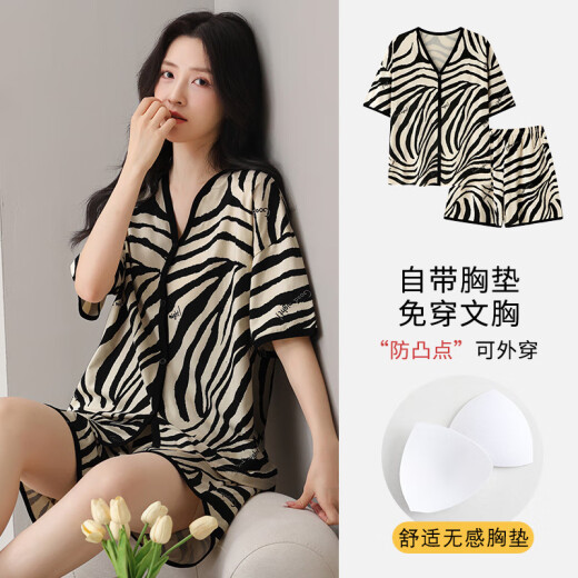 Pajama de manga corta de algodón modal de Xiumiwei para mujeres para mujeres de verano con almohadilla de cofre Sweet Girl Student Round Summer Ropa para el hogar de verano