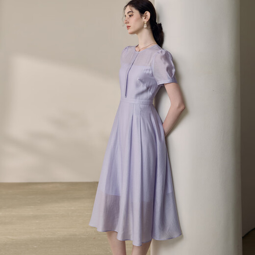 Roeyshouse Royyshouse Chroy Robe de taille violette 2025 Nouvelle manche bouffée Fashion grande jupe ourlet 12052 Purple 2xl