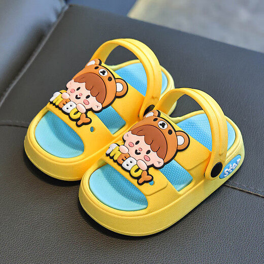 Children's slippers for boys and girls in summer non-slip soft bottom home indoor slippers cartoon baby slippers infant blue 30.5-30-31 size