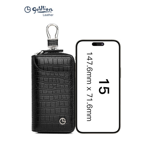 Goldlion Hot Key Bag Herren Großkapazität Echtes Leder Multifunktion praktischer Männer Taille montiertes Auto Kartentasche Schwarz