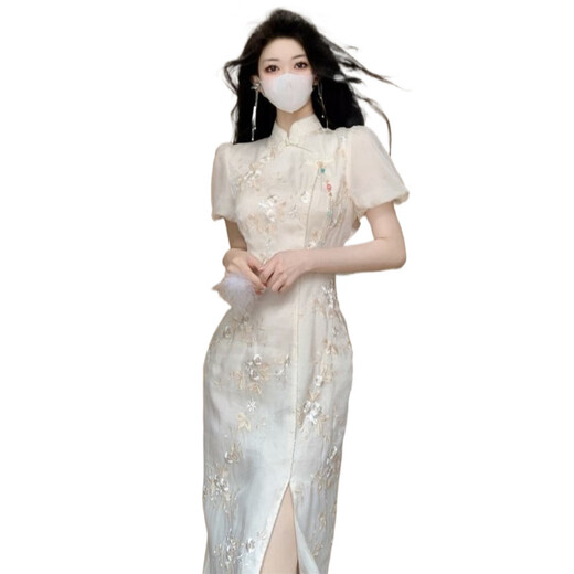 UKUHPK Neuer chinesischer Stil modifiziertes Cheongsam Mädchen besticktes schlankes High-End-Kleid 9221 2xl