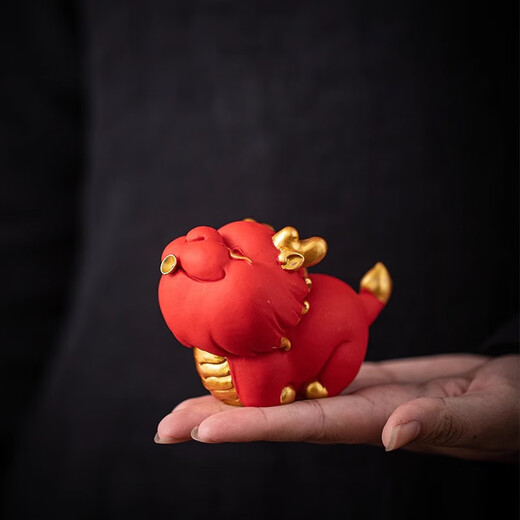 BOSSY Forbidden City Cultural and Creative Figure Zodiac Dragon Tea Pet Flying Little Dragon Gift Home Desktop Decoration Creative Decoration Flying Little Dragon Color Gold Green Gift Box
