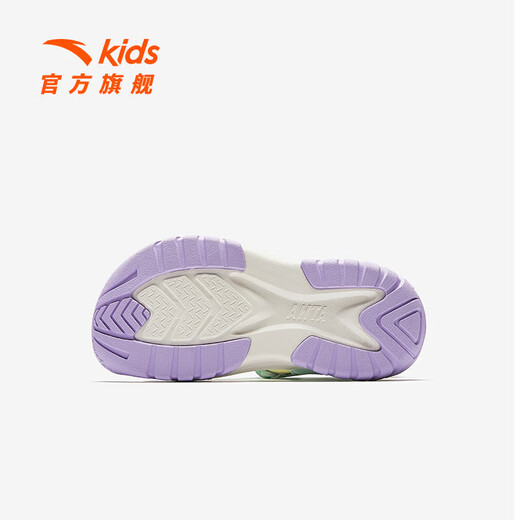 ANTA Children's Sandals Girls' Shoes Kids 2026 Summer New Product Velcro Outdoor Soft Sole Wading Beach Shoes Anti-Slip Xichen Green/Light Mist Purple/Black-2 30