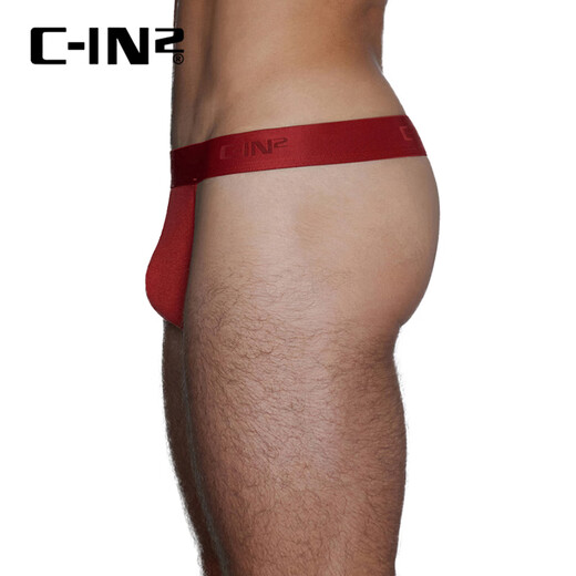 C-IN2 summer new men's thong small mesh breathable buttocks sexy U-convex low-waisted single thong 4602PB 607 Roco red - 1 pair M suitable for 2'4-2'5 waist (31-33 size)