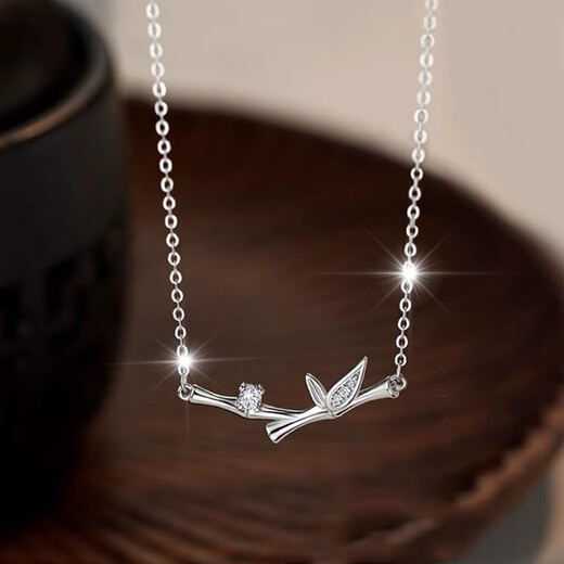 MZMZ platinum necklace women's pt950 platinum clavicle chain bamboo pendant Valentine's Day birthday gift for girlfriend next day delivery light luxury/you bamboo shopping necklace