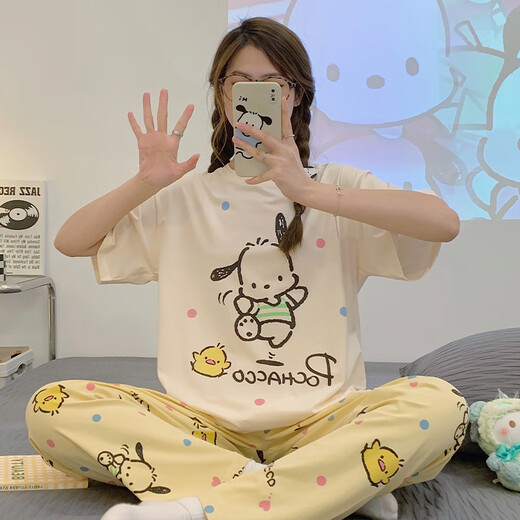 GEBAOTE (GEBAOTE) Mädchen Kurzärärmische Hosen Sommer Junior High School Schüler kleines Kaninchen Big Child süß 15 Animation Home Clothing 6623# Bear Pocket M [65-90jin [Jin gleich 0,5 kg]]