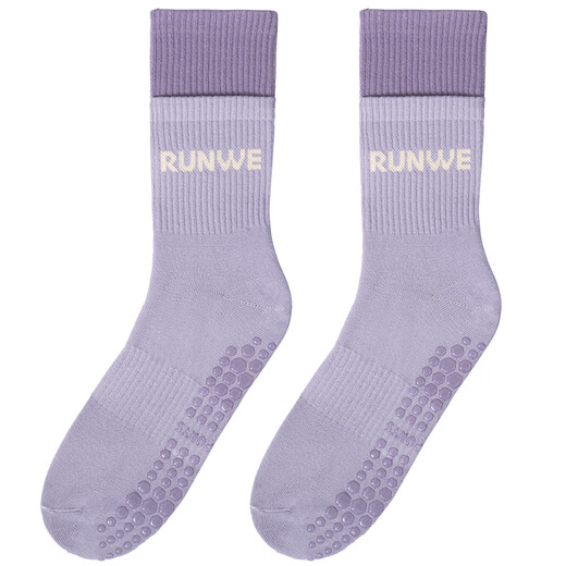Langwei Yoga Socks Dance Socks Silicone Pilates Socks Fitness Anti-slip Socks Playground Running Jump Rope Double Purple/Sole Silicone Anti-slip One Size 35-39 One-Pair Pack