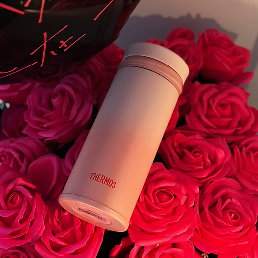 THERMOS thermos cup women's lipstick cup student water cup stainless steel cup gift box group purchase birthday and New Year gift TCNO peach oolong with cup sleeve 260ml hot sale recommendation