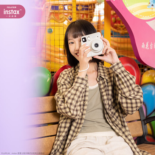 Fuji (FUJIFILM) Polaroid instax mini SE male and female students' one-shot point-and-shoot camera mini 7+/7s/7c upgraded version package includes photo paper white cloud time set package 2 standard + 10 pieces of photo paper + silicone case + basic version gift pack