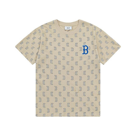 MLB trendy brand NY couples diamond presbyopia full print T-shirt casual short-sleeved same style 24 summer half-sleeved DT-9923 khaki L recommended 130-150Jin [Jin equals 0.5 kg]