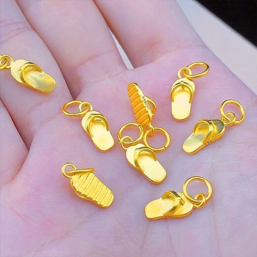 Wanmu gold slipper pendant 999 pure gold evil transport bead necklace pendant cute small slipper pendant DIY small slipper accessories new style + gift box 0.04g