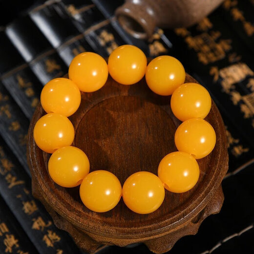 Fat Donglai's same style yellow beeswax bracelet second generation chicken fat amber Buddha beads single circle men's and women's bracelet fashion jewelry 8MM 108 beeswax bracelets
