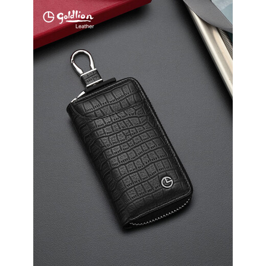 Goldlion Hot Key Bag Herren Großkapazität Echtes Leder Multifunktion praktischer Männer Taille montiertes Auto Kartentasche Schwarz