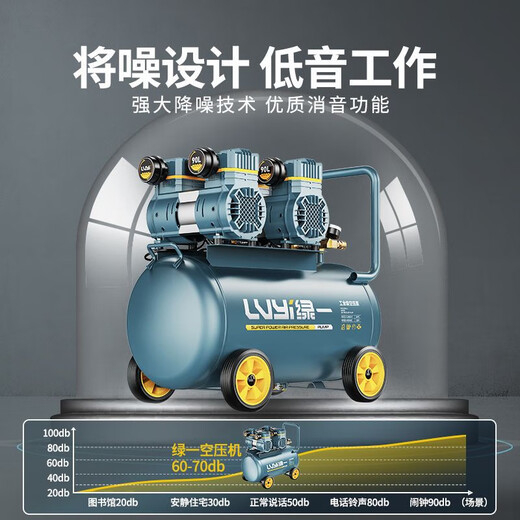 绿一无油空压机气泵工业级空气压缩机小型220V便携木工高压打气泵 大功率3880转/min高端品享受低 无刷智能/秒速上气/安全防爆