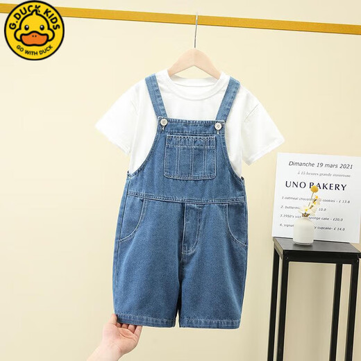 G.duck小黄鸭儿童牛仔背带裤新款男童女童裤子中大童时尚休闲夏装表演服 单件背带裤 120 cm