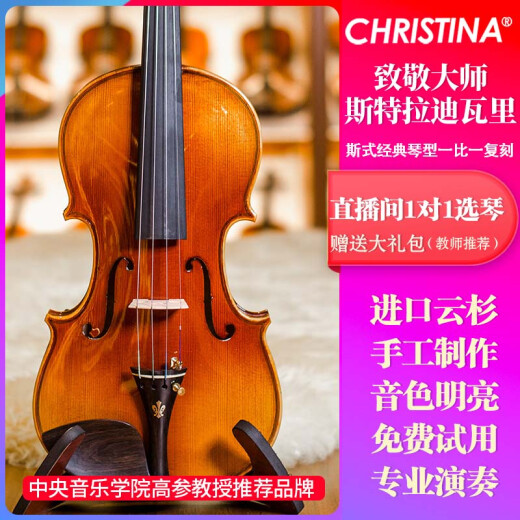 克莉丝蒂娜（Christina） V08C小提琴专业考级进阶手工实木独板演奏成人学生儿童初学入门 1/2身高130cm以上