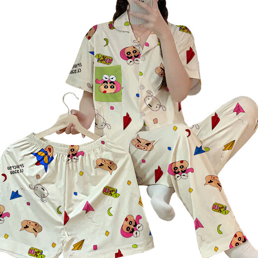 S.Sofea japonais mignon crayon shin-shin-seconde à manches pyjamas pour femmes en trois pièces de vêtements ménagers KK14140 # 170 m [80-100jin suggérés [Jin est égal à 0,5 kg]]]