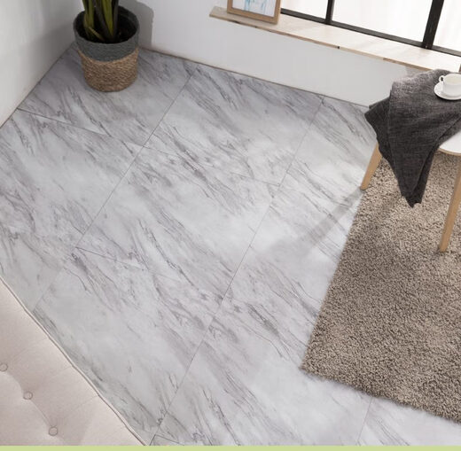 XMSJPVC Auto-adhésif Sticker en cuir de plancher Ins Internet Célébrité Rétro Talles de plancher japonais en marbre simple pour louer 6623 Fumée épaissie et échaudé 1 pièce 600x600 mm1.2 mm
