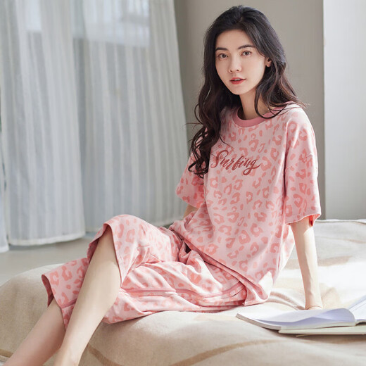 Sitio web oficial de Hongdou (HODO) [recomendado por la madre central] Pajama de bandera de la tienda Fangchuan para mujeres en verano, primavera y otoño algodón puro pantalones cortos de algodón corta de algodón Conjunto de ropa para el hogar YZT9854 M [recomendado 80-95 Jin [Jin equivale a 0.5 kg] ropa]